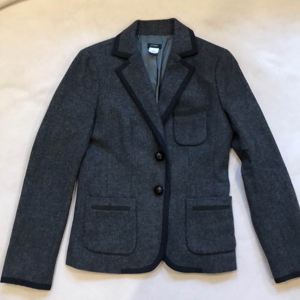 J. Crew gray wool blazer with ribbon trim